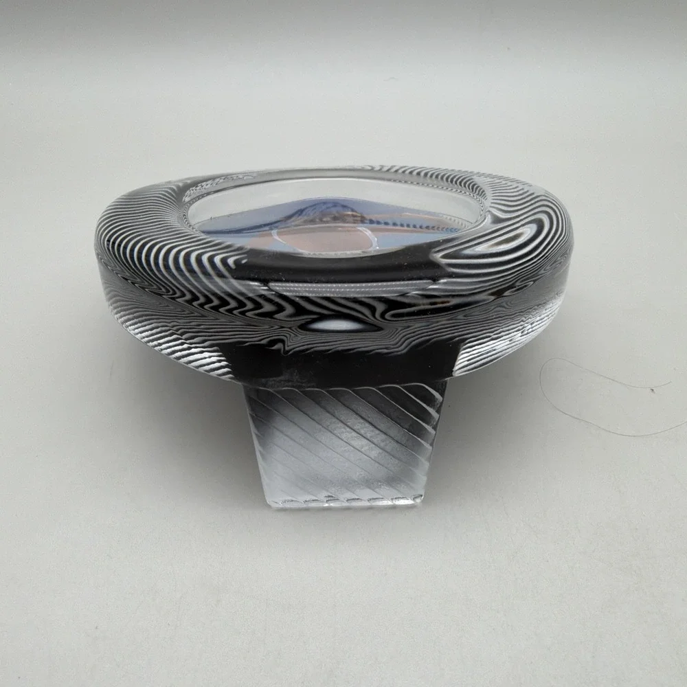 Mikasa Japan Glass Oval Picture Frame Textured Striped Clear Glass Modern 6.5